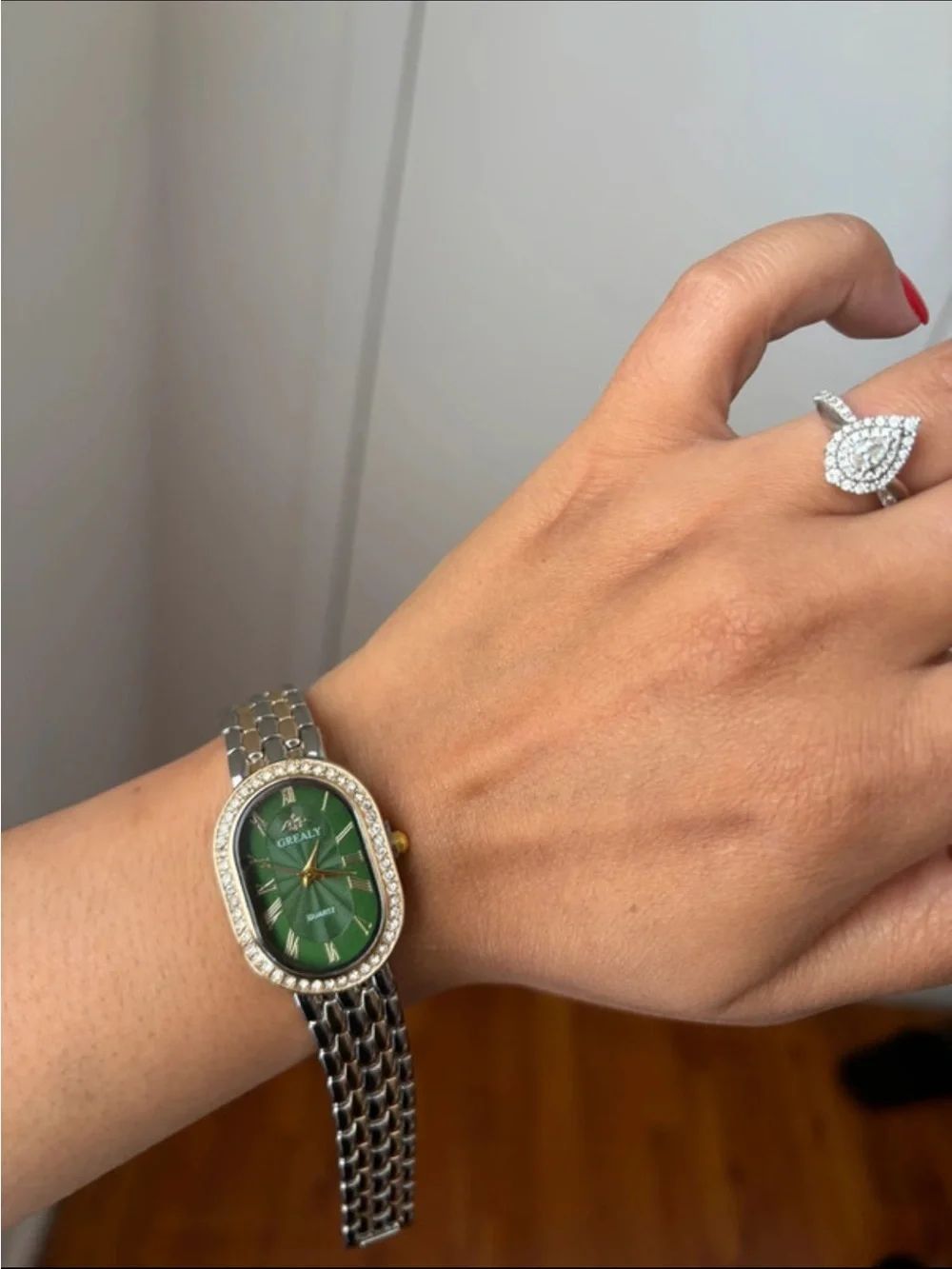 Green Dial Women's Stainless Steel Bracelet Watch
